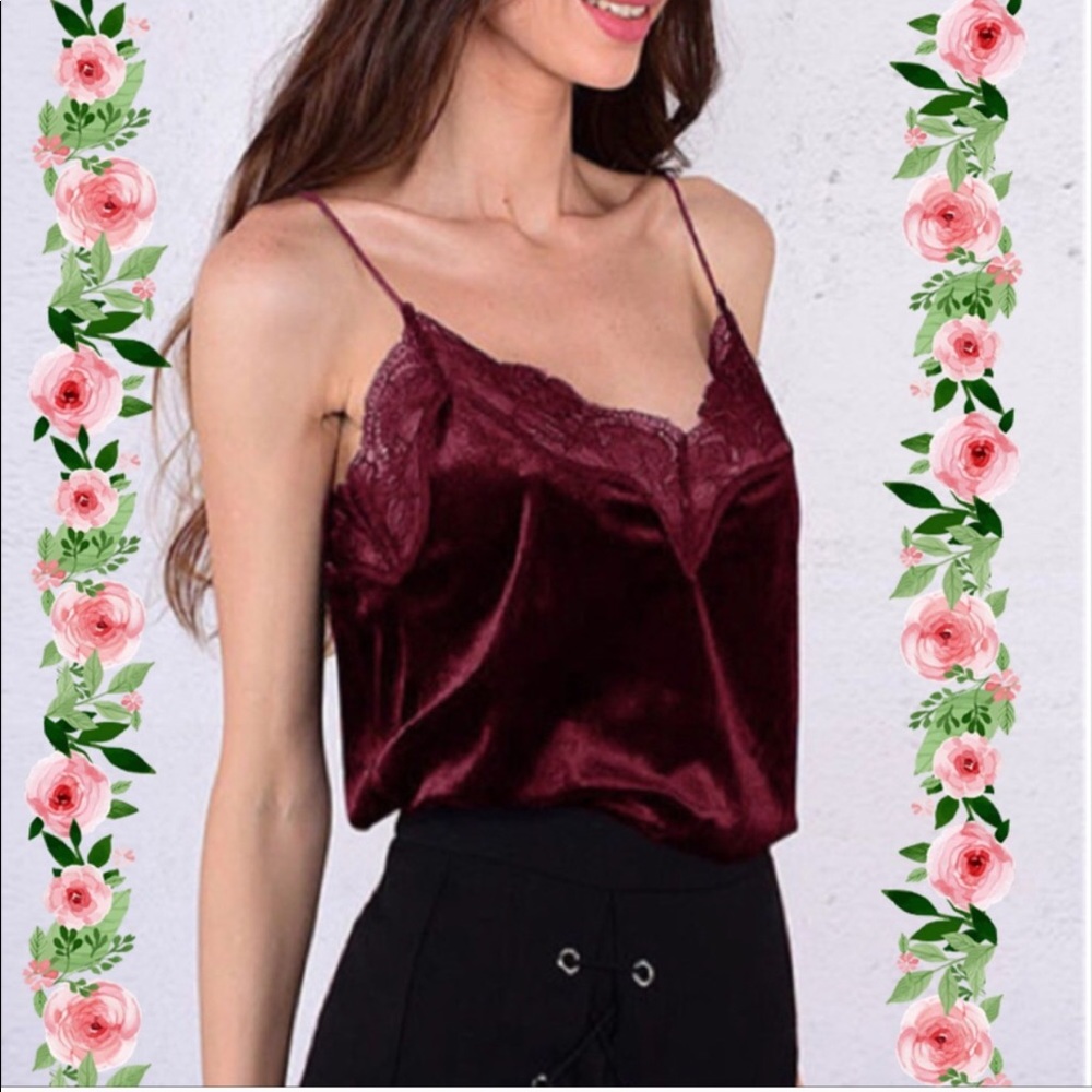 Velvet lace tank top